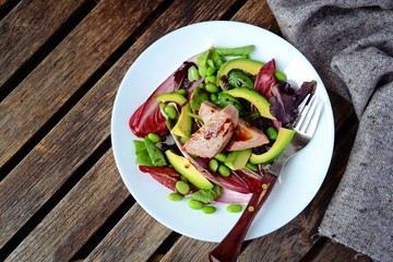 Homemade grilled tuna salad, top view