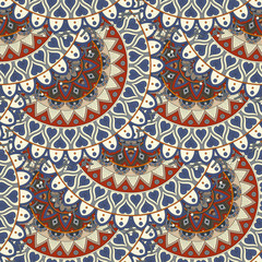 Ornate floral seamless texture, endless pattern with vintage mandala elements.