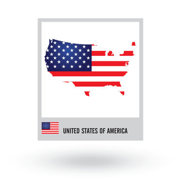 Map of United States of America with national flag. vector EPS10.
