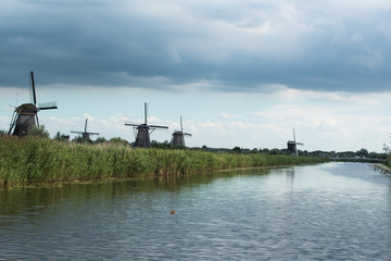 Fototapeta na wymiar Windmills at Kinderdijk in the Netherlands 03