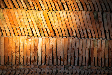 Thai ancient terracotta tile roof