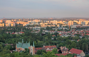 Fototapeta premium Gdansk View from the heights into the sunset. Poland.