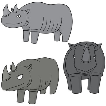 vector set of rhinoceros