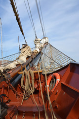 Bowsprit on a nose of the sailing vessel
