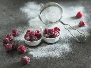 Frozen raspberry with sour cream