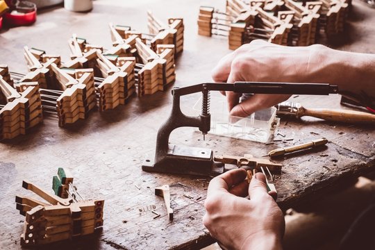 Close up of technician working in workshop