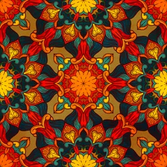 Poster Im Rahmen Nahtloses dekoratives Muster. Ornament mit Mosaikelementen © fraulein_freya