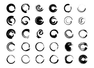 Big collection of hand drawn circles. Vector grunge design elements.