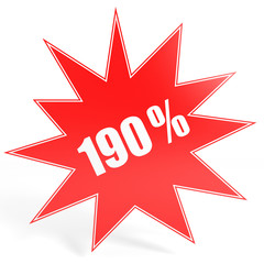 Discount 190 percent off. 3D illustration.