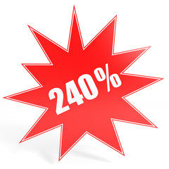 Discount 240 percent off. 3D illustration.