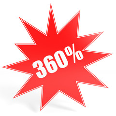 Discount 360 percent off. 3D illustration.