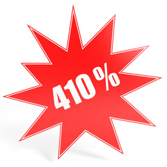 Discount 410 percent off. 3D illustration.