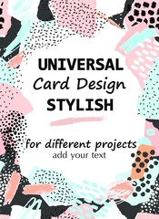 Hand drawn artistic creative universal card. Collage stylish design.