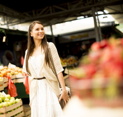 Young woman on market
