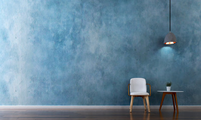 Blue wall living room design