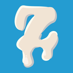 Z letter isolated on baby blue background. Milky Z letter vector illustration