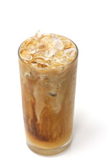 Iced coffee cafe latte in white background
