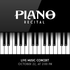 Fototapeta premium Piano recital poster, leaflet or invitation design template