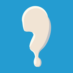 Comma punctuation mark isolated on baby blue background. Milky comma vector illustration