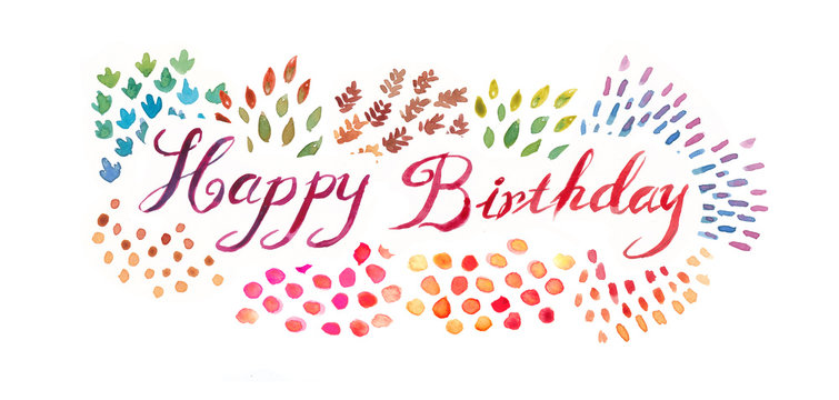watercolor hand lettering happy birthday typography illustration