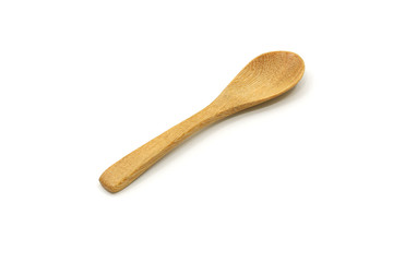 Isolated empty wooden spoon on white background with clipping path