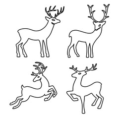 Naklejka premium Outlined deer silhouettes