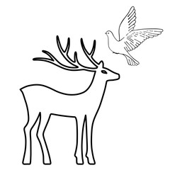 Outlined deer & dove