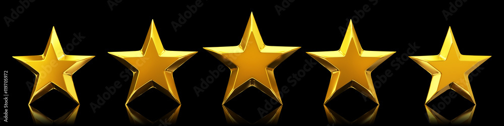 Canvas Prints five shiny golden stars - 3d rendering