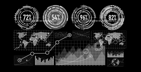 Digital charts graph and screen interface &lsquo;3D rendering&rsquo;