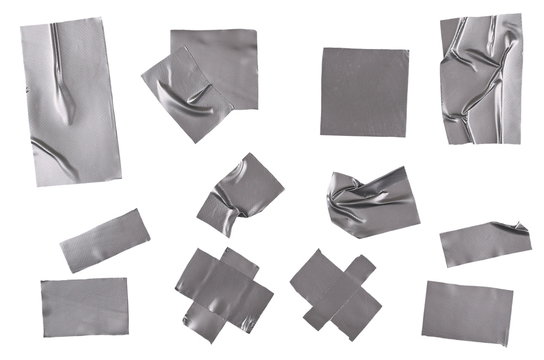 Duct repair tape silver patterns kit isolated on white, with clipping path