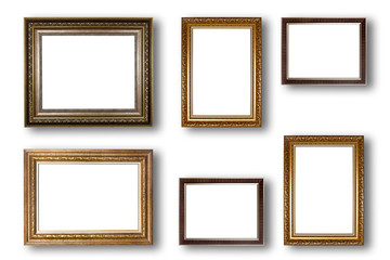 Set of picture frame. Photo art gallery isolated on white backgr