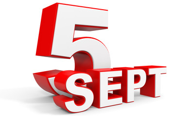 September 5. 3d text on white background.