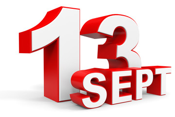 September 13. 3d text on white background.