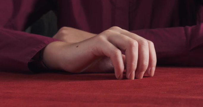 female teen girl finger tapping in slow motion thinking about something or bored