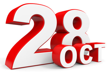 October 28. 3d text on white background.
