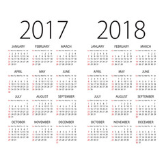 Abstract 2017 and 2018 vector calendar with Sunday the first day of week - 119708530