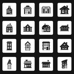 House icons set in simple style. Real estate set collection vector illustration