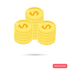 Piles of coins color flat icon