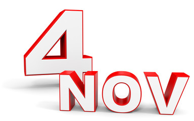 November 4. 3d text on white background.