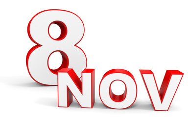 November 8. 3d text on white background.