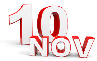 November 10. 3d text on white background.