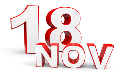 November 18. 3d text on white background.