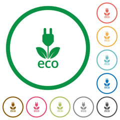 Eco energy outlined flat icons