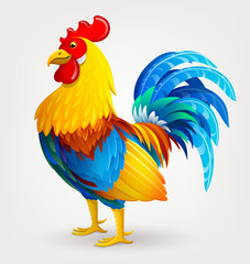 Cock or rooster. Vector illustration on a light background.