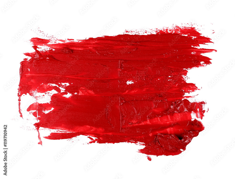 Wall mural red grunge brush strokes oil paint isolated on white background