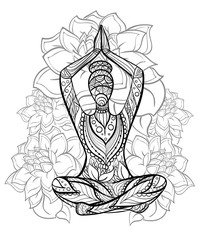 Hand drawn ink pattern. Coloring book for adult