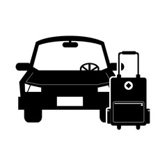 flat design car and suitcase icon vector illustration