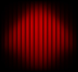 Red curtain on theater or cinema stags. Darkening at the edges