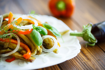warm salad of roasted eggplant with peppers