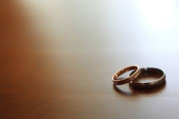Golg wedding rings of bride and groom